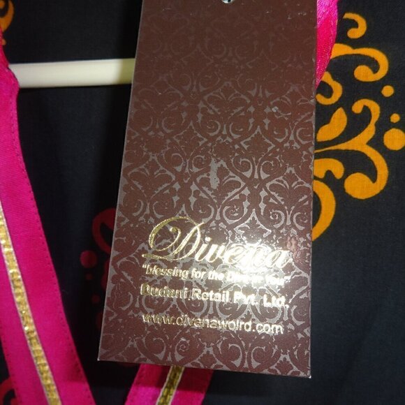 Divena size XXL Kurti cotton black with pink trim, pink, orange yellow print NWT - Picture 4 of 16